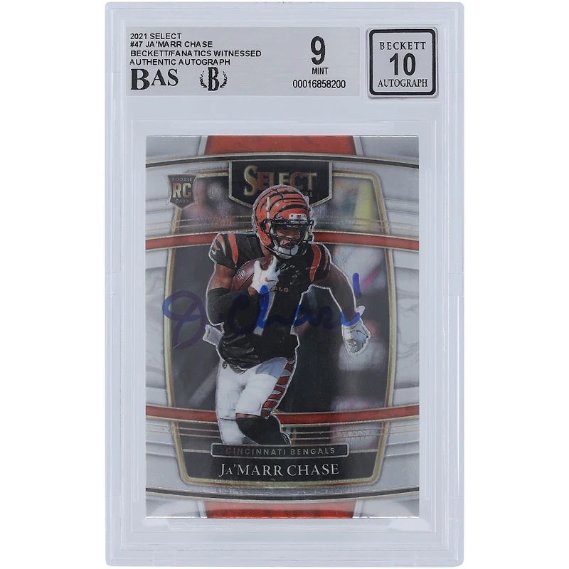 Ja'Marr Chase Cincinnati Bengals Autographed 2021 Panini Select Concourse #47 Beckett Fanatics Witnessed Authenticated /10 Rookie Card