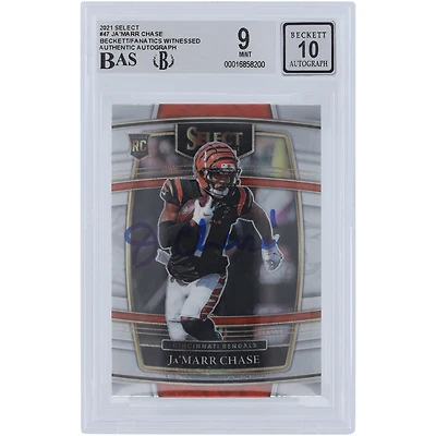 Ja'Marr Chase Cincinnati Bengals Autographed 2021 Panini Select Concourse #47 Beckett Fanatics Witnessed Authenticated /10 Rookie Card