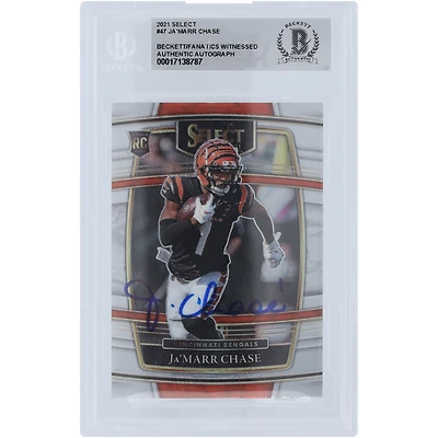 Carte de recrue authentifiée signée Ja'Marr Chase Cincinnati Bengals 2021 Panini Select Concourse #47 Beckett Fanatics