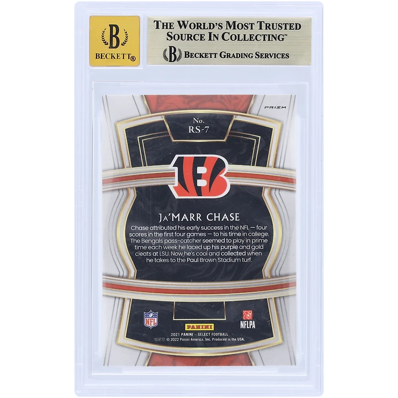 Ja'Marr Chase Cincinnati Bengals Autographed 2021 Panini Select Rookie Selections #RS-7 Beckett Fanatics Witnessed Authenticated 9.5/10 Rookie Card