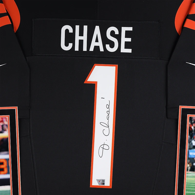 Maillot Nike noir encadré de luxe autographié par Ja'Marr Chase des Bengals de Cincinnati