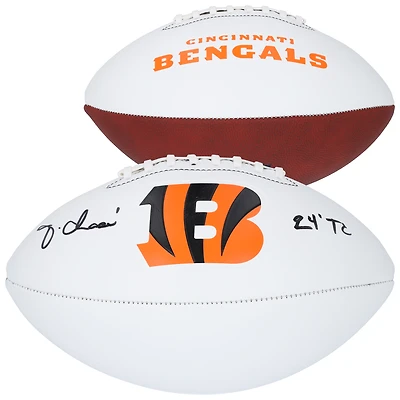 Ballon de football Franklin White Panel autographié par Ja'Marr Chase des Bengals de Cincinnati avec inscription « 24 TC »