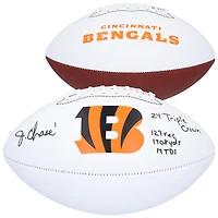 Ballon de football Franklin White Panel autographié par Ja'Marr Chase des Bengals de Cincinnati avec plusieurs inscriptions
