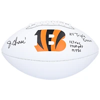 Ballon de football Franklin White Panel autographié par Ja'Marr Chase des Bengals de Cincinnati avec plusieurs inscriptions