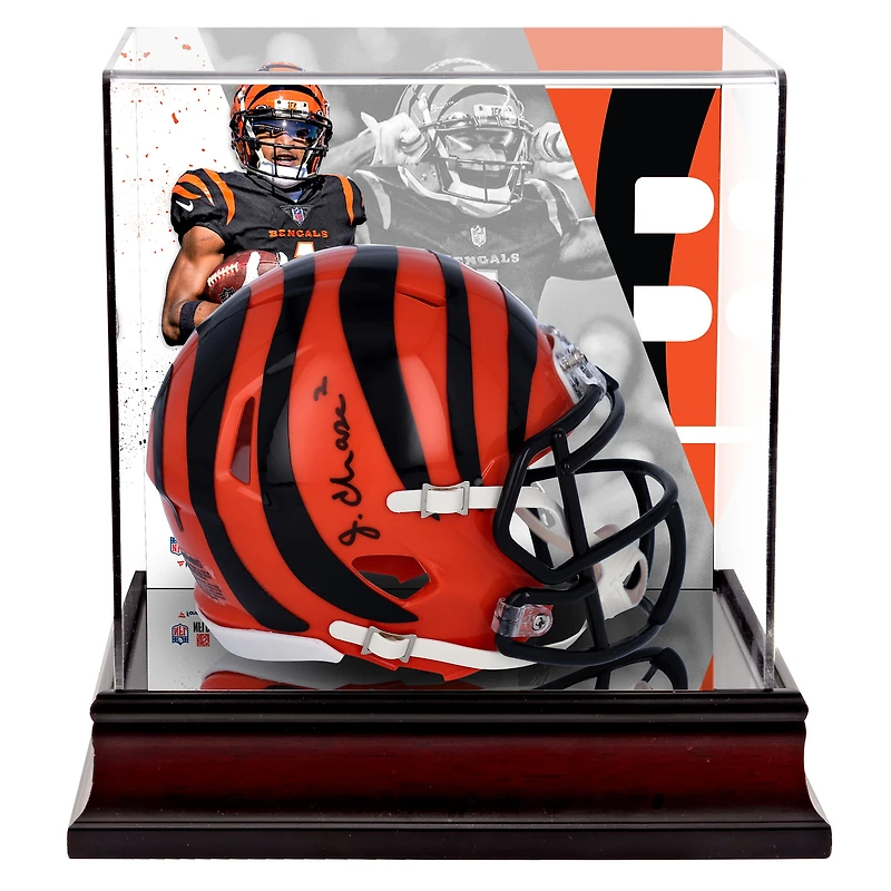 Casque Riddell Speed ​​Mini autographié par Ja'Marr Chase Cincinnati Bengals avec étui pour mini casque de luxe