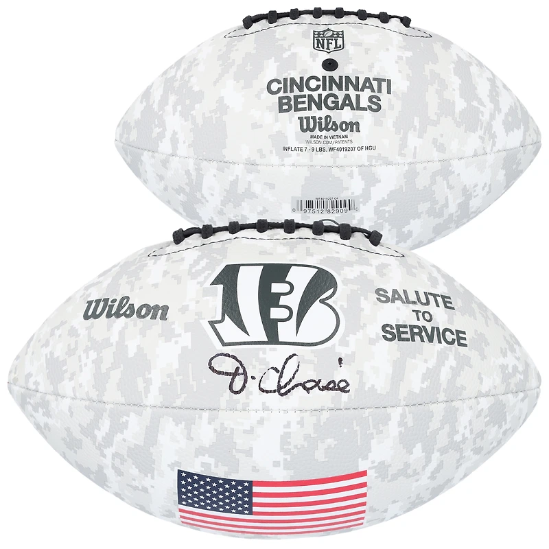 Ja'Marr Chase Cincinnati Bengals Autographed Wilson 2024 Salute To Service Football