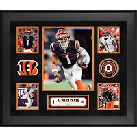 Ja'Marr Chase Cincinnati Bengals Framed 20" x 24" 5-Photo Collage with a Piece of Game-Used Football - Limited Edition of 500