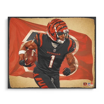 Tirage photo non signé de Ja'Marr Chase Cincinnati Bengals 16" x 20" - Conçu par l'artiste Brian Konnick