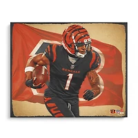 Tirage photo non signé de Ja'Marr Chase Cincinnati Bengals 16" x 20" - Conçu par l'artiste Brian Konnick