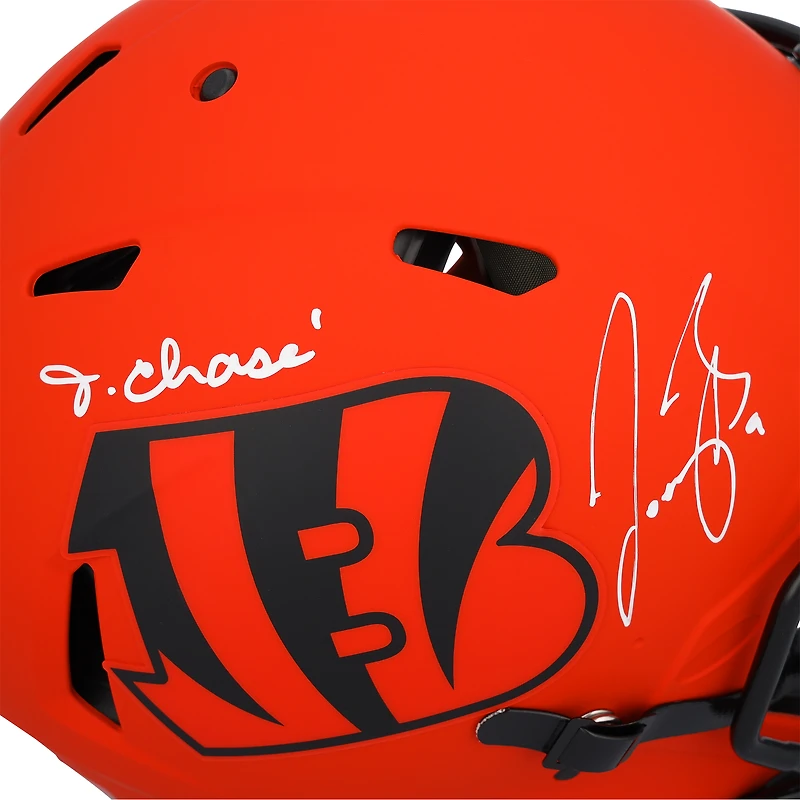 Casque authentique Riddell Rave Speed autographié par Joe Burrow et Ja'Marr Chase des Bengals de Cincinnati