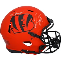 Casque authentique Riddell Rave Speed autographié par Joe Burrow et Ja'Marr Chase des Bengals de Cincinnati