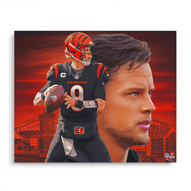 Impression photo de Joe Burrow Cincinnati Bengals 16" x 20" - Conçue par l'artiste Brian Konnick