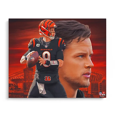 Impression photo de Joe Burrow Cincinnati Bengals 16" x 20" - Conçue par l'artiste Brian Konnick