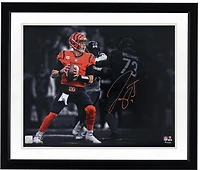 Joe Burrow Cincinnati Bengals Autographed 16" x 20" Orange Passing Spotlight Photograph