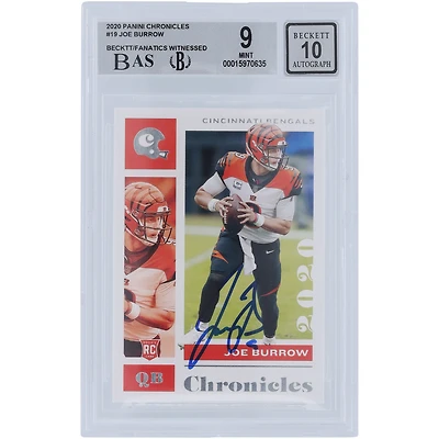 Joe Burrow Cincinnati Bengals Autographed 2020 Panini Chronicles #19 Beckett Fanatics Witnessed Authenticated 9/10 Rookie Card - 8.5,9,9,9.5 Subgrades