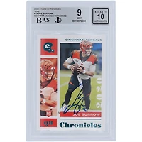 Carte de recrue 9/10 authentifiée 2020 Panini Chronicles Teal #19 Beckett Fanatics signée Joe Burrow Cincinnati Bengals - Sous-grades 9,9.5,9,9.5