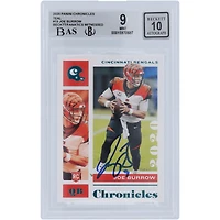 Carte de recrue 9/10 authentifiée 2020 Panini Chronicles Teal #19 Beckett Fanatics signée Joe Burrow Cincinnati Bengals - Sous-grades 9,9,9,9.5