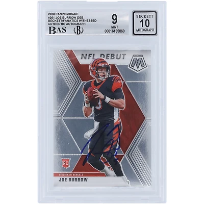 Carte de recrue 9/10 authentifiée 2020 Panini Mosaic #261 signée Joe Burrow Cincinnati Bengals par les fanatiques de Beckett - Sous-catégories 9,9,9.5,9