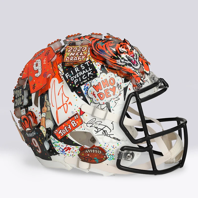 Joe Burrow Cincinnati Bengals Autographed 2022 Alternate Riddell Speed Authentic Helmet - Art by Charles Fazzino - WN55916658