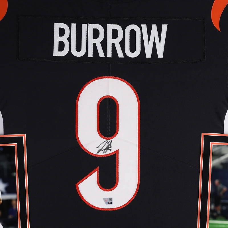 Joe Burrow Cincinnati Bengals Autographed Deluxe Framed Black Nike Elite Jersey