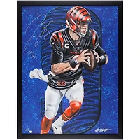 Impression giclée encadrée autographiée de 30" x 40" de Joe Burrow Cincinnati Bengals avec inscription "Who Dey" - Art de Bill Lopa - Édition limitée à 9