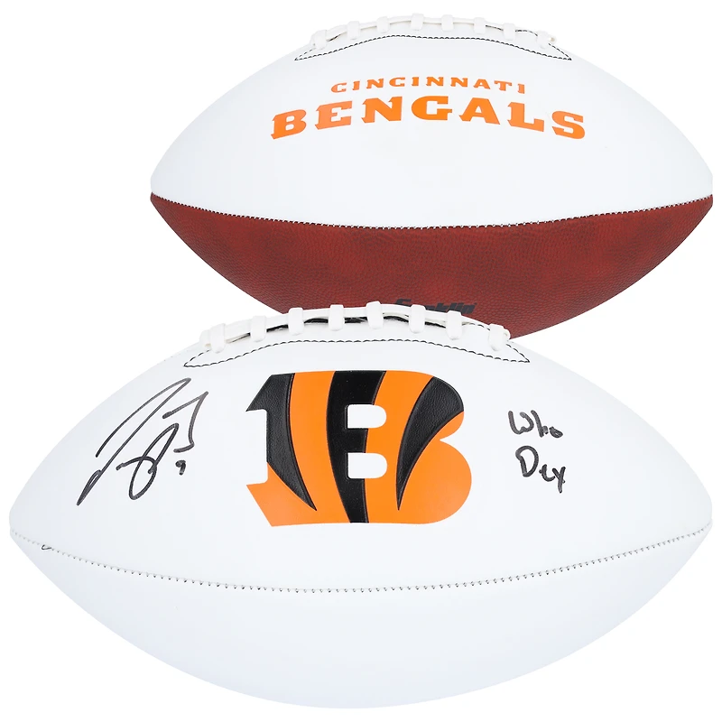 Joe Burrow Cincinnati Bengals Autographed Franklin White Panel Football with "Who Dey" Inscription