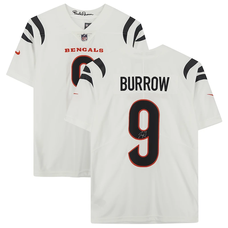 Maillot Nike Vapor Limited blanc dédicacé par Joe Burrow des Bengals de Cincinnati