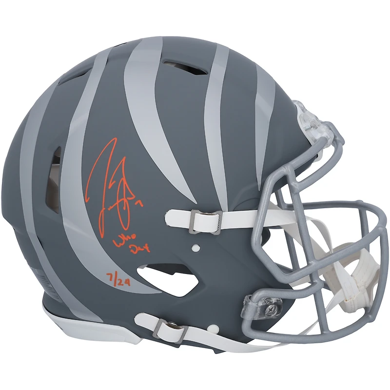 Joe Burrow Cincinnati Bengals Autographed Riddell Slate Speed Authentic Helmet with "Who Dey" Inscription - Limited Edition of 24