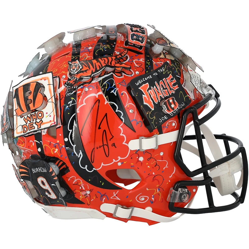 Casque Riddell Speed authentique dédicacé par Joe Burrow des Bengals de Cincinnati – Illustration de Charles Fazzino – HH98507179