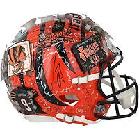 Casque Riddell Speed authentique dédicacé par Joe Burrow des Bengals de Cincinnati – Illustration de Charles Fazzino – HH98507179