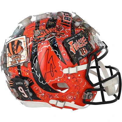Casque Riddell Speed authentique dédicacé par Joe Burrow des Bengals de Cincinnati – Illustration de Charles Fazzino – HH98507179