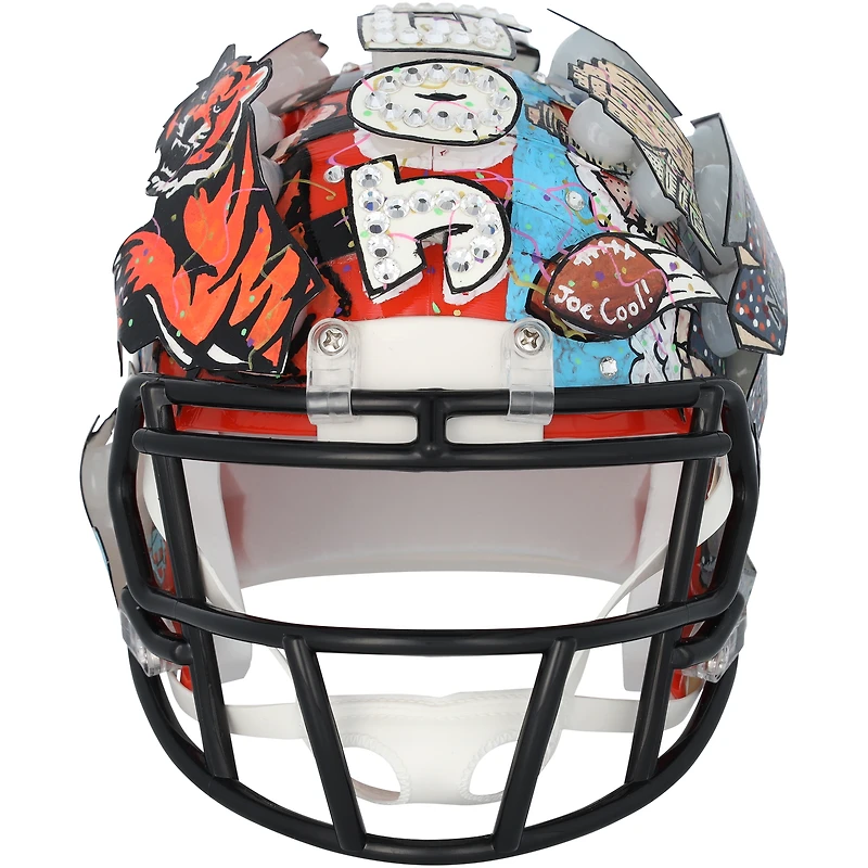 Joe Burrow Cincinnati Bengals Autographed Riddell Speed Mini Helmet - Art by Charles Fazzino - WN55916218