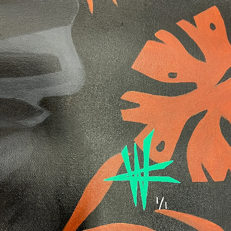 Impression giclée sur toile étirée autographiée de 30" x 40" de Joe Burrow Cincinnati Bengals - Art par Cortney Wall - #1 de l'édition limitée 1 - Noir et jungle