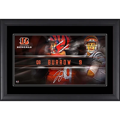 Collage de plaques signalétiques encadrées de 10" x 18" de Joe Burrow Cincinnati Bengals