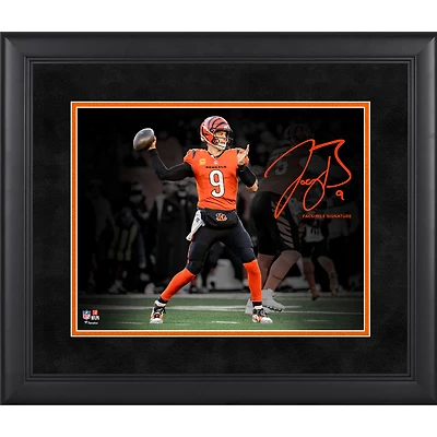 Joe Burrow Cincinnati Bengals Facsimile Signature Framed 11" x 14" Spotlight Photograph