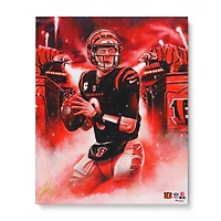 Joe Burrow Cincinnati Bengals Stretched 16" x 20" Embellished Canvas Giclee Print - Art by Jordan Spector