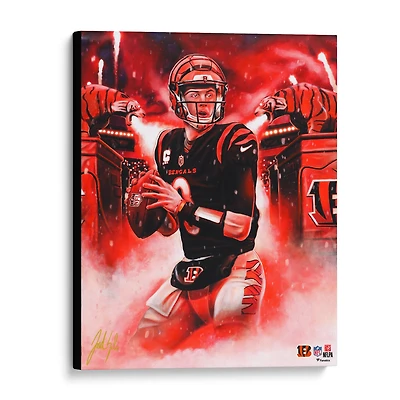 Joe Burrow Cincinnati Bengals Stretched 16" x 20" Embellished Canvas Giclee Print - Art by Jordan Spector