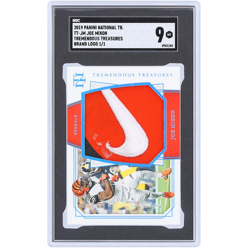 Joe Mixon Cincinnati Bengals 2019 Panini National Treasures Tremendous Treasures 3 Color Nike Brand Logo Relic #TT-JM #1/1 SGC Authenticated 9 Card