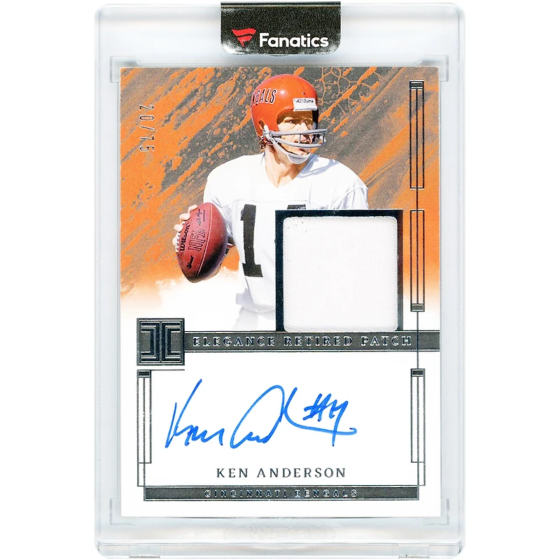Ken Anderson Cincinnati Bengals Autographed 2024 Panini Impeccable Relic #ERA-KAN #20/75 Card