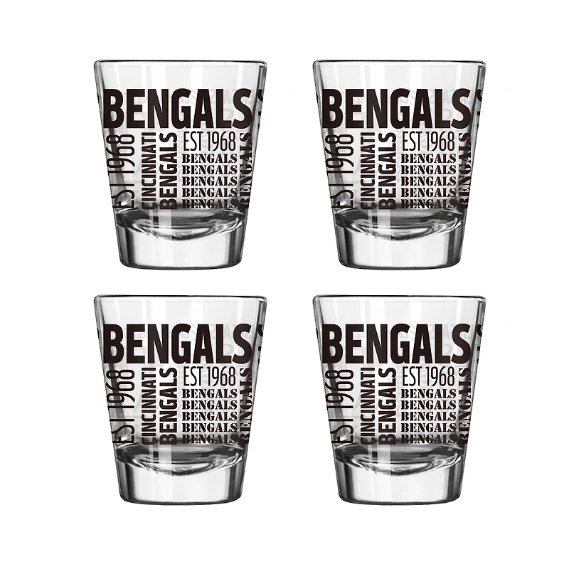 Logo Brands Cincinnati Bengals 4-Pack 2oz. Shot Glass Set
