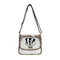 Logo Brands Cincinnati Bengals Leopard Print Trim Clear Purse