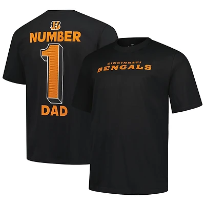 T-shirt noir Fanatics pour hommes, grand et grand, numéro un, papa, Bengals de Cincinnati