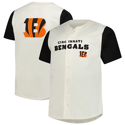 Men's Fanatics  Cream Cincinnati Bengals Vintage Full-Button Short Sleeve Top