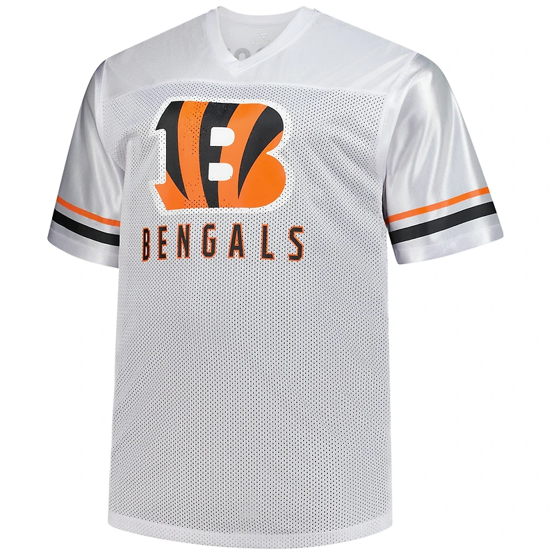 Maillot à col en V blanc Fanatics Joe Burrow pour homme des Bengals de Cincinnati, grande taille