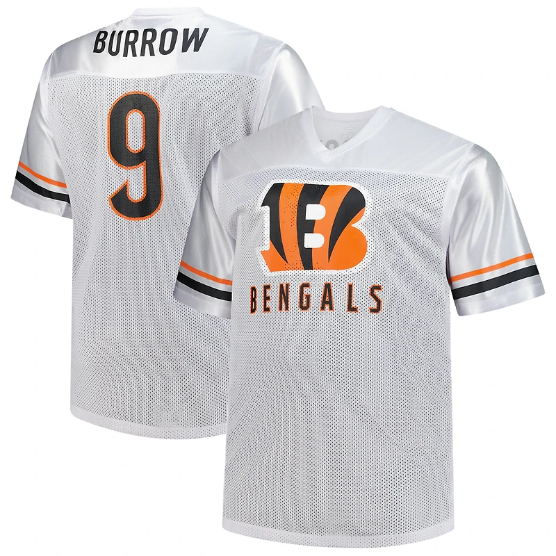 Maillot à col en V blanc Fanatics Joe Burrow pour homme des Bengals de Cincinnati, grande taille