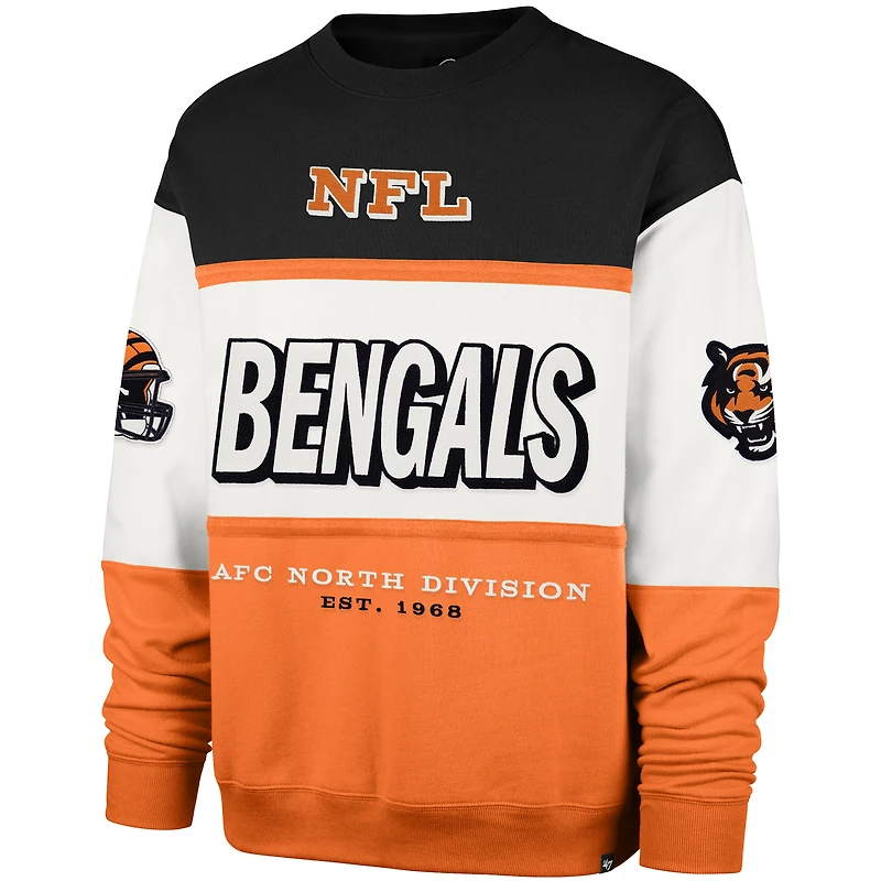 Men's '47 Black/Orange Cincinnati Bengals Breeze Maximalist Sweatshirt