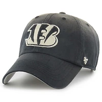 Men's '47  Black Cincinnati Bengals Dusted Relaxed Clean Up Adjustable Hat