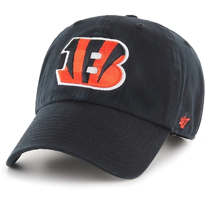 Men's '47 Black Cincinnati Bengals Team Color Clean Up Adjustable Hat