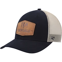 Casquette ajustable en cuir brut des Bengals de Cincinnati '47 pour homme, bleu marine foncé/naturel