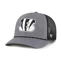 Men's '47 Heather Charcoal Cincinnati Bengals Carbon Rope Trucker Adjustable Hat